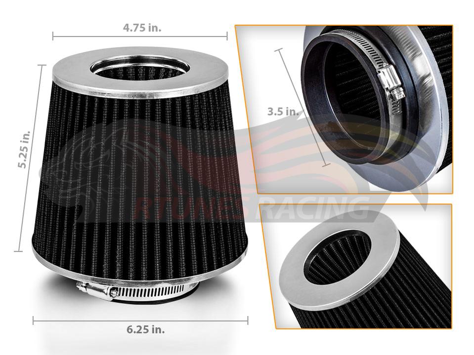 BLACK 3.5" 89mm Cone Air Filter | Rtunes Racing | AF35CK