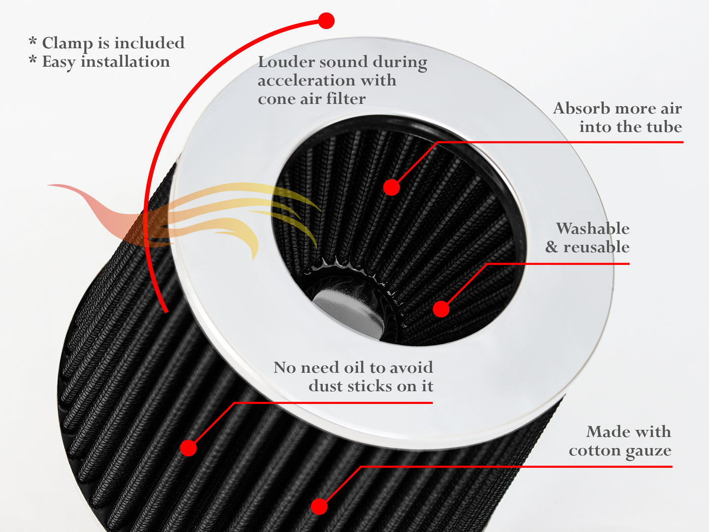 Short Ram Air Intake Kit For 2000-2003 Toyota Rav4 2.0L L4, 2004-2005 Rav4 2.4L L4 | Rtunes Racing | WSI-TY-12GYB