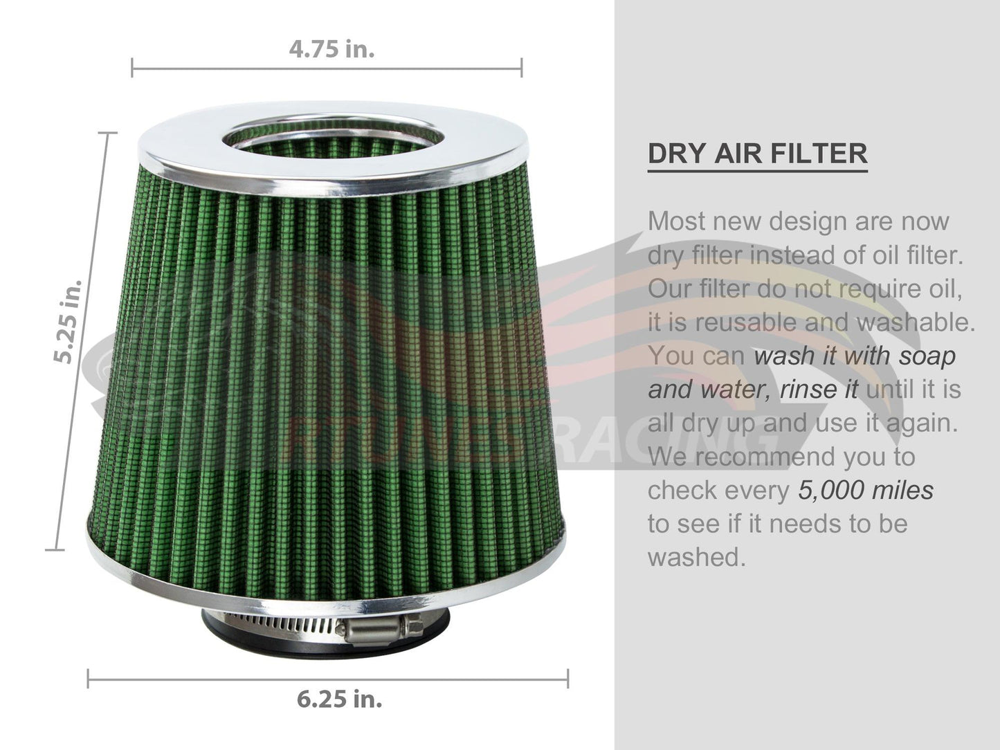 GREEN 2.75" 70mm Cone Air Filter | Rtunes Racing | AF275GN