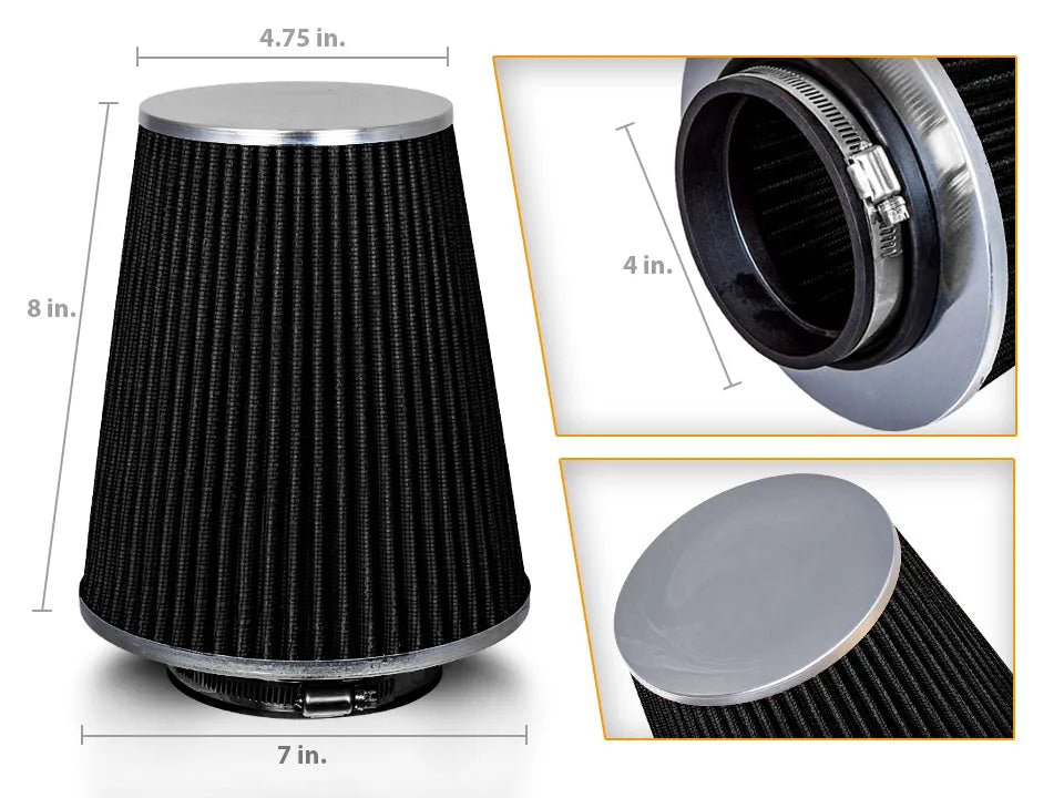 BLACK 4" 102mm Truck Cone Air Filter AFL4CK