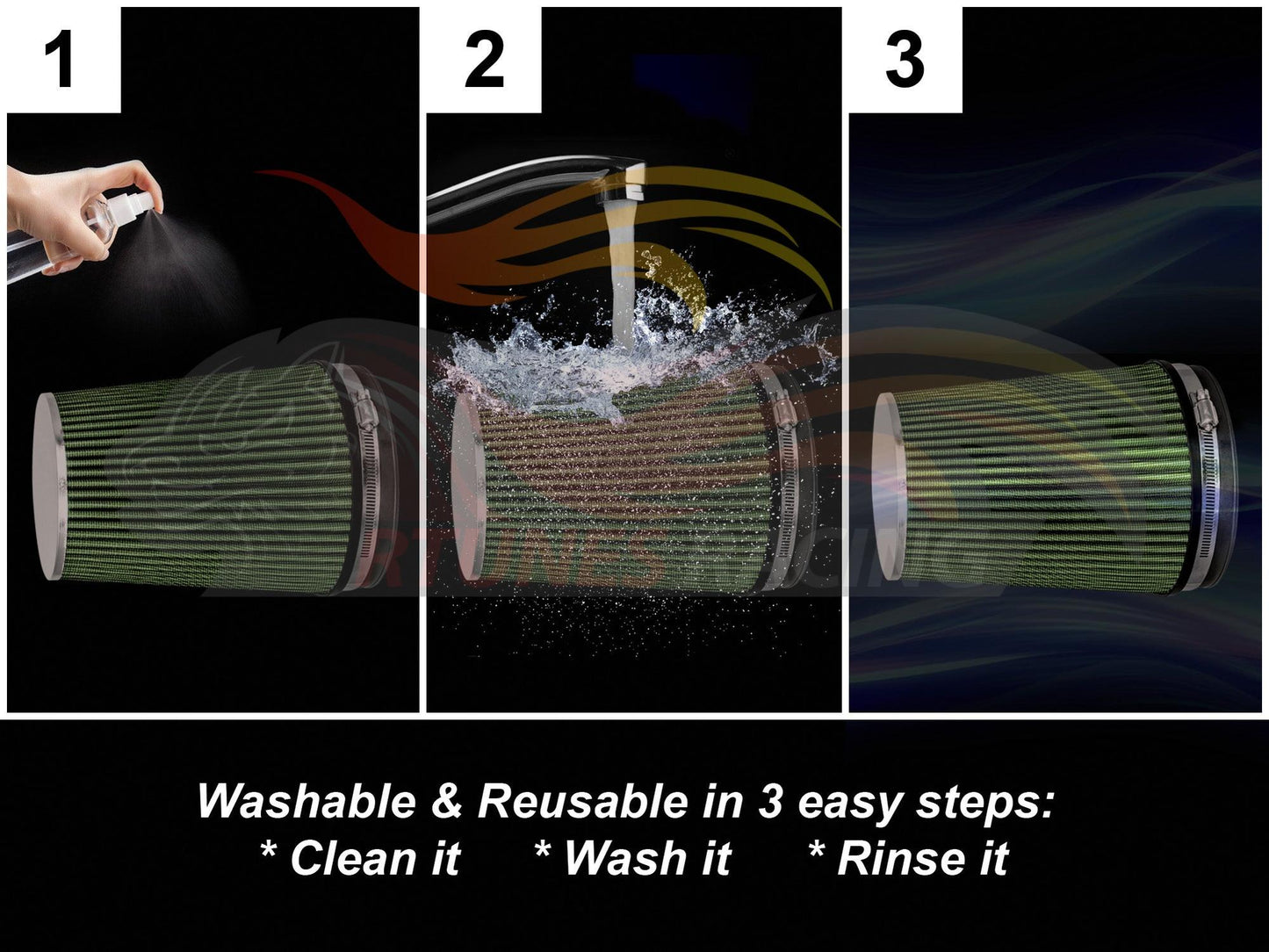 GREEN 6" 152mm Truck Cone Air Filter | Rtunes Racing | AFL6GN