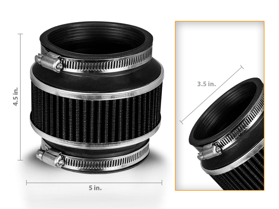 BLACK 3.5" Inches (89mm) Bypass Valve Filter BY35CK