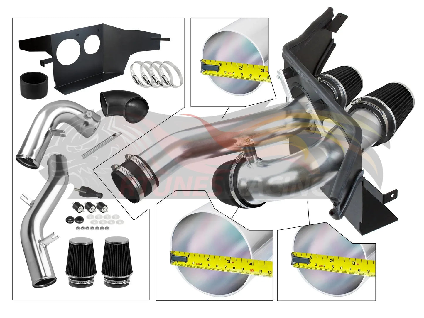 Heat Shield Air Intake Kit For 2015-2023 Ford F-150, 2018-2023 Ford Expedition, 2018-2023 Lincoln Navigator, 2017-2023 Ford F-150 Raptor 2.7L/3.5L V6 | Rtunes Racing | HI-FD-11CK