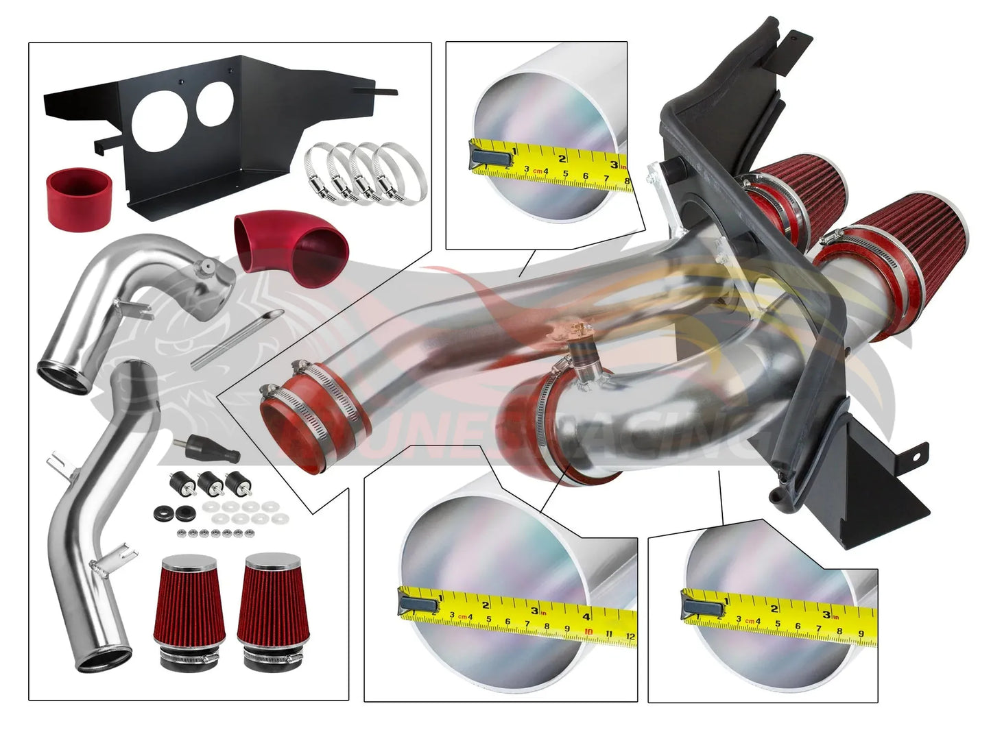 Heat Shield Air Intake Kit For 2015-2023 Ford F-150, 2018-2023 Ford Expedition, 2018-2023 Lincoln Navigator, 2017-2023 Ford F-150 Raptor 2.7L/3.5L V6 | Rtunes Racing | HI-FD-11RD