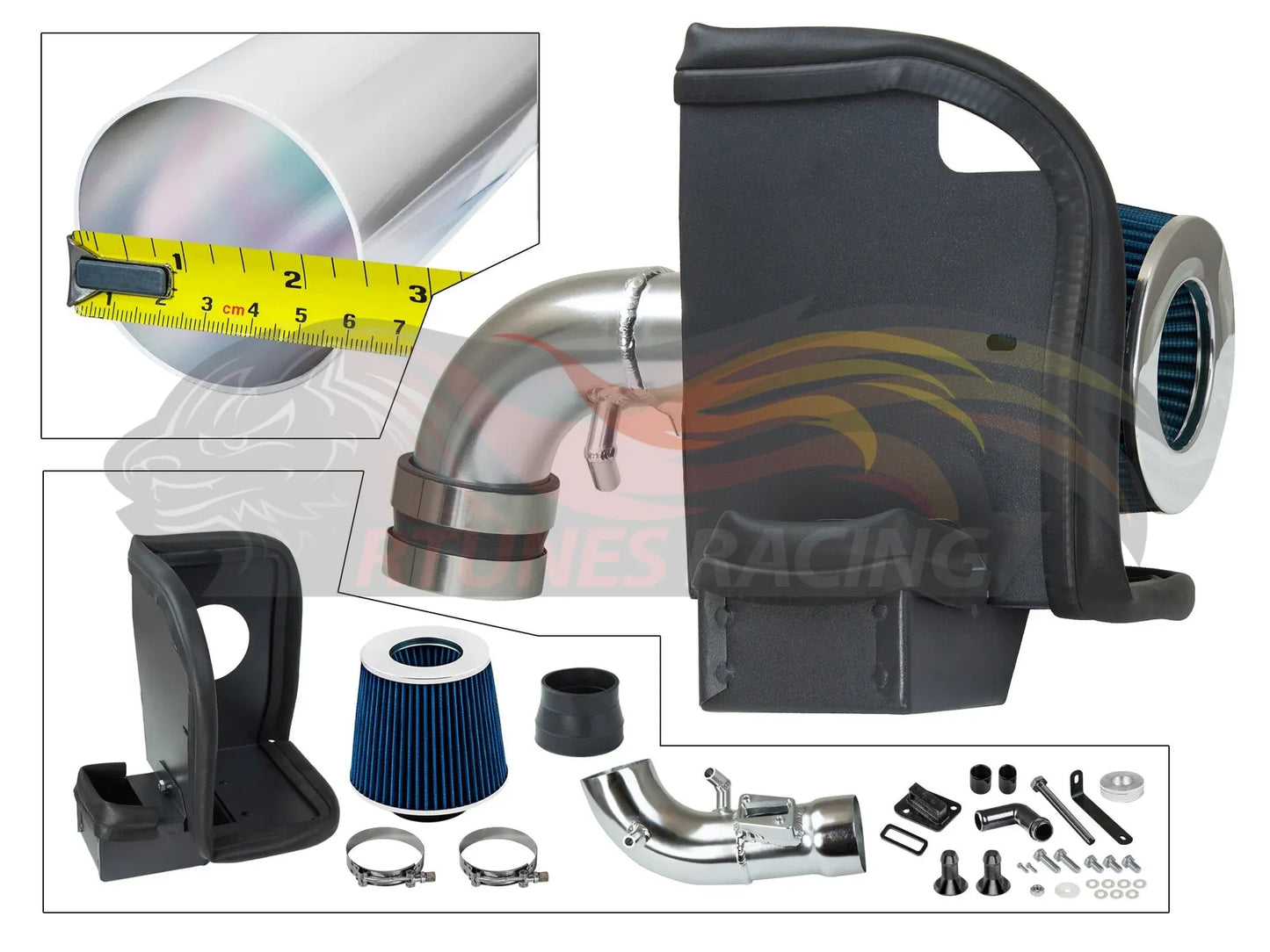 Heat Shield Air Intake Kit For 2008-2018 Ford Fiesta 1.6L | Rtunes Racing | HI-FD-12BL