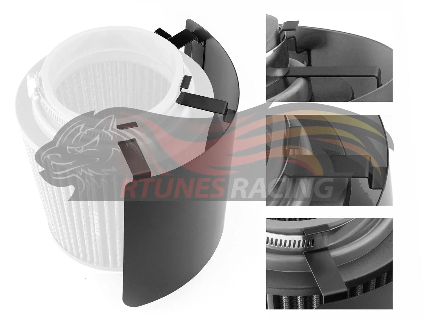 Universal Air Intake Cone Filter Shield Heat Stainless Steel Cover - BLACK | Rtunes Racing | HSHIELD001-BK