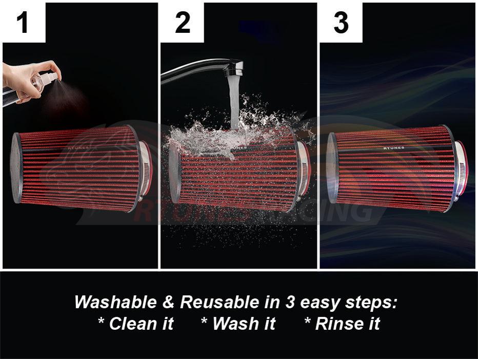 Rtunes RED 4" 102 mm Inlet Truck Cone Air Filter | Rtunes Racing | RAFL4R