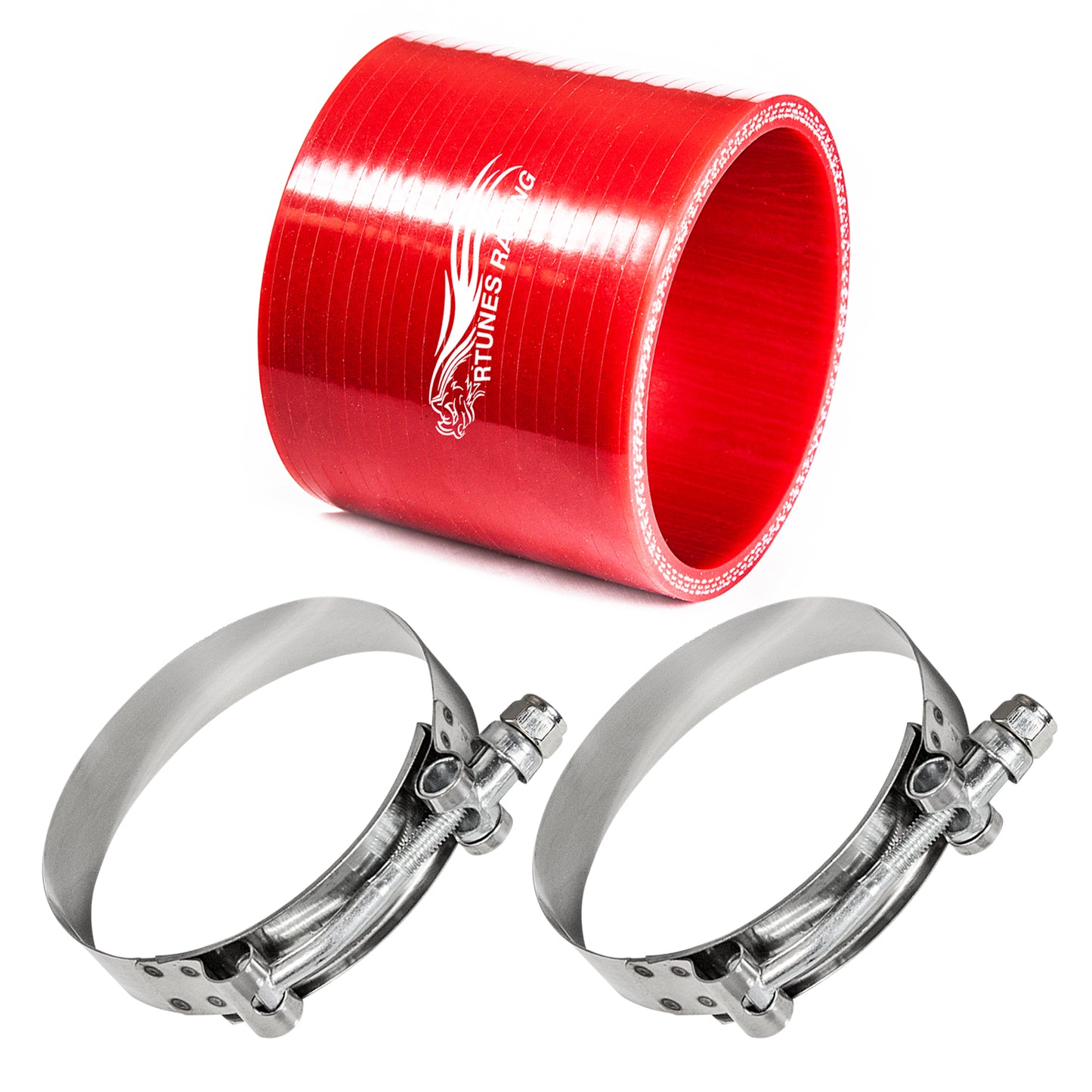 Red Silicone Coupler Hose 3" inch (76mm) with T-Bolt Clamps