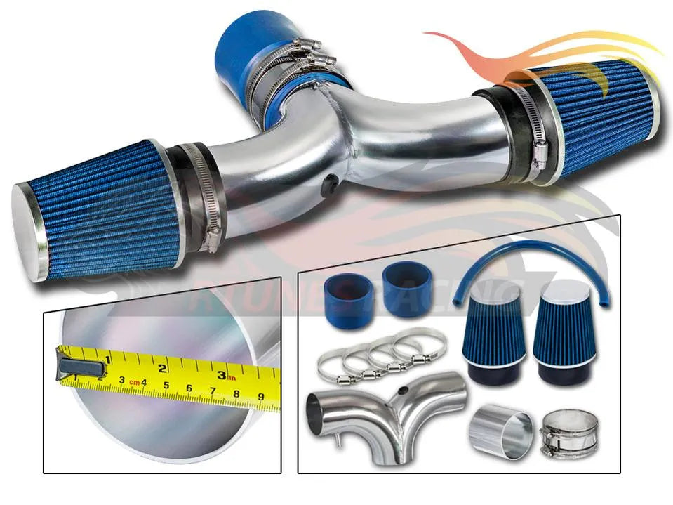 Short Ram Air Intake Kit For 2003-2008 Dodge Ram Hemi 5.7L V8 Dual, 2004-2007 Dodge Durango Hemi 5.7L V8 Dual (With 2 Filters) | Rtunes Racing | SI-DG-09BL