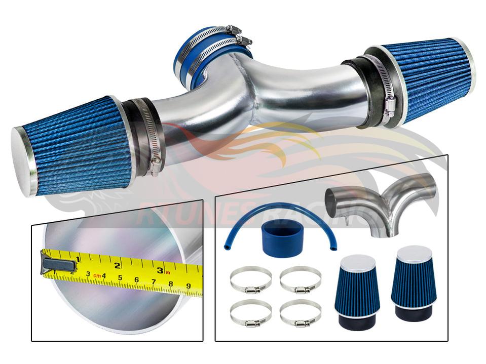 Short Ram Air Intake Kit For 2005-2010 Jeep Grand Cherokee 5.7L V8, 2006-2010 Jeep Grand Cherokee 6.1L SRT8 V8, 2006-2010 Commander 5.7L V8 Dual (With 2 Filters) | Rtunes Racing | SI-JP-13BL