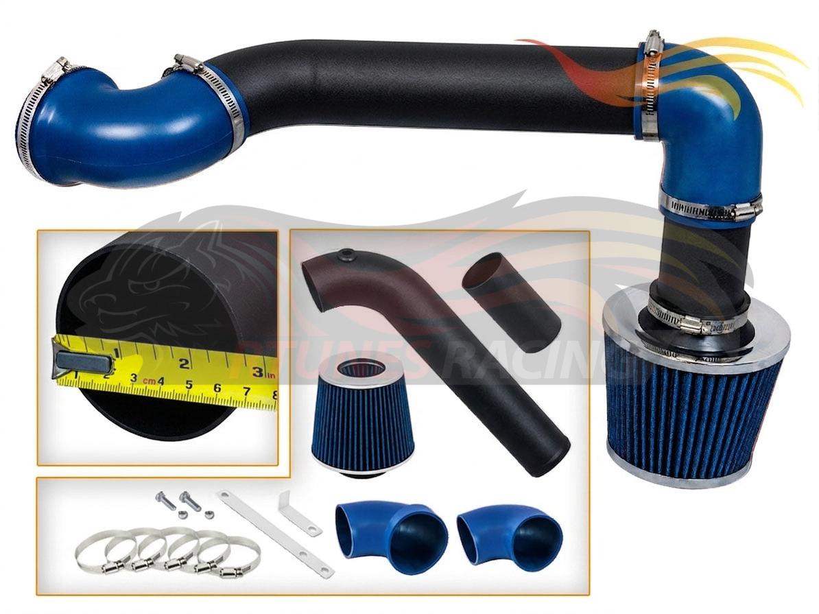 Rtunes Racing cold air intake kit with blue filter, black piping, and blue silicone couplers for 95-97 Camaro/Firebird.