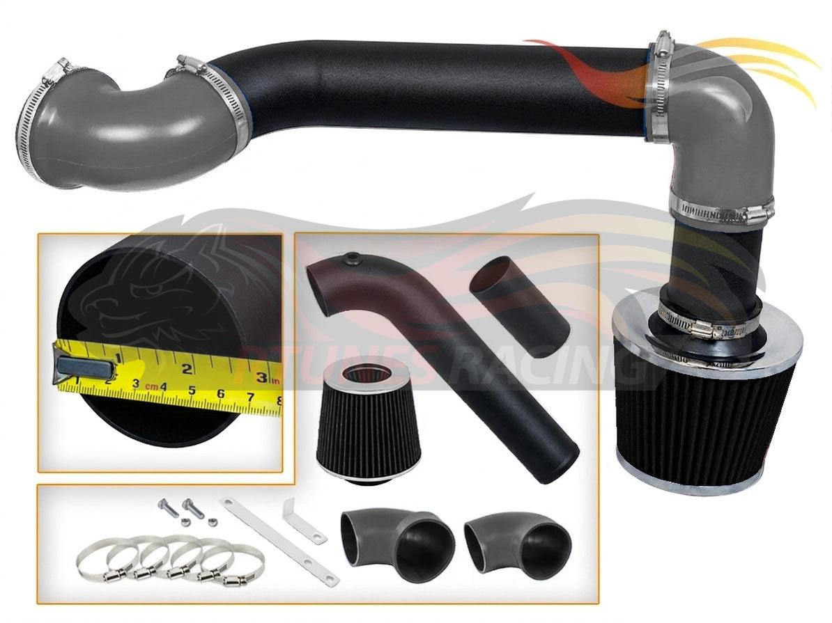 Rtunes Racing cold air intake kit with black piping, grey couplers, and a cone air filter for 95-97 Camaro and Firebird.