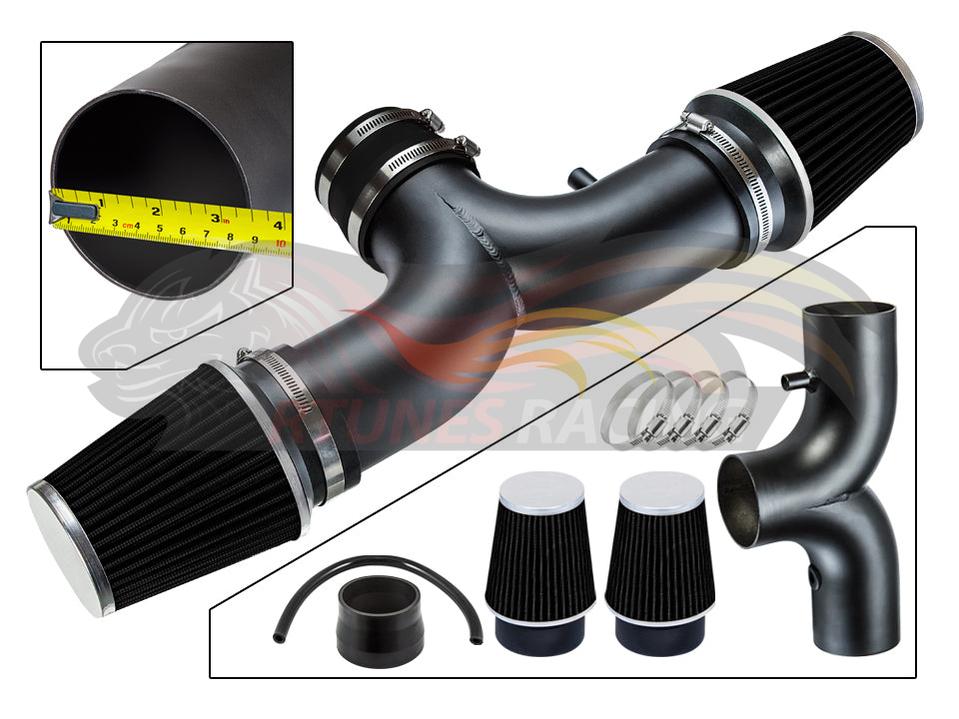 Short Ram Air Intake Kit For 2002-2008 Dodge Ram, 2004-2007 Dodge Dakota/Durango, 2004-2007 Jeep Liberty 3.7L 4.7L With Dual(2) Filters | Rtunes Racing | WSI-DG-07CKB