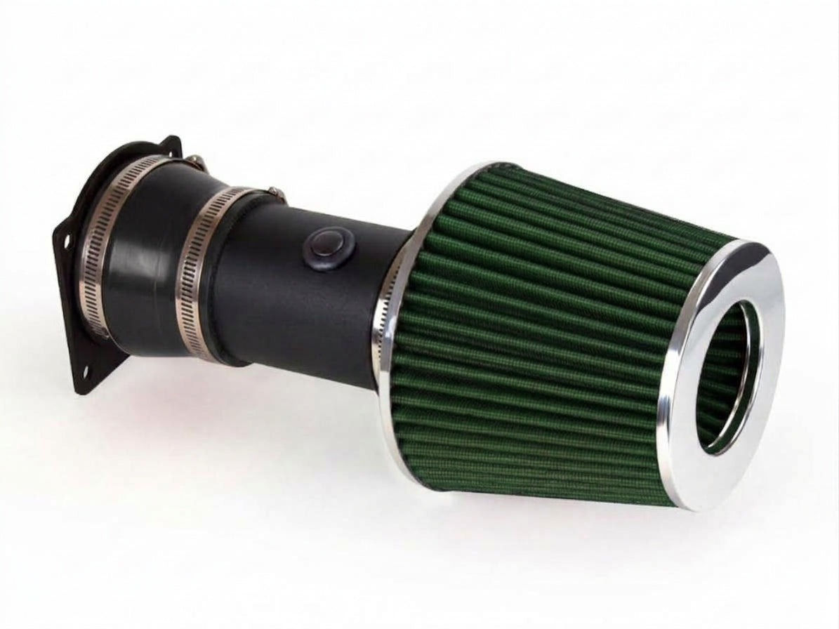 Short ram air intake kit for 1994-1996 Ford F150, Bronco, green with matte black pipe – Rtunes Racing SI-FD-27