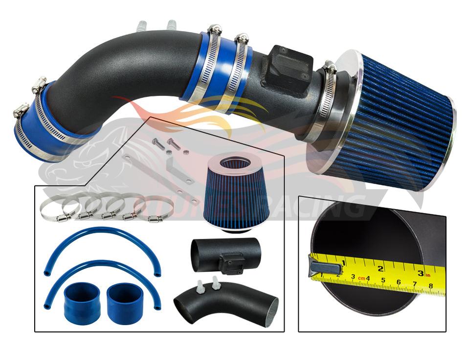 Rtunes Racing WSI-HD-12 matte black pipe short ram air intake, blue