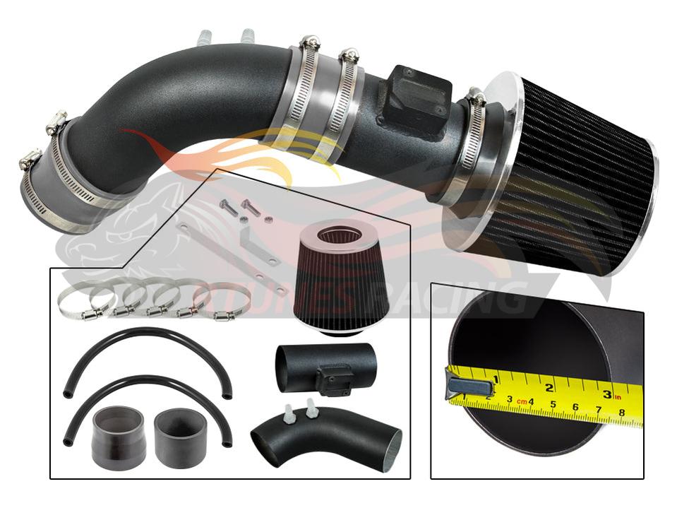 Rtunes Racing WSI-HD-12 matte black pipe short ram air intake, gray