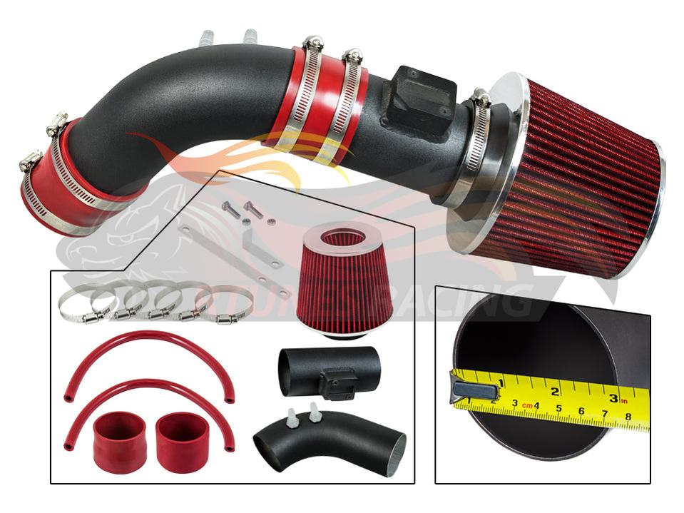 Rtunes Racing WSI-HD-12 matte black pipe short ram air intake, red