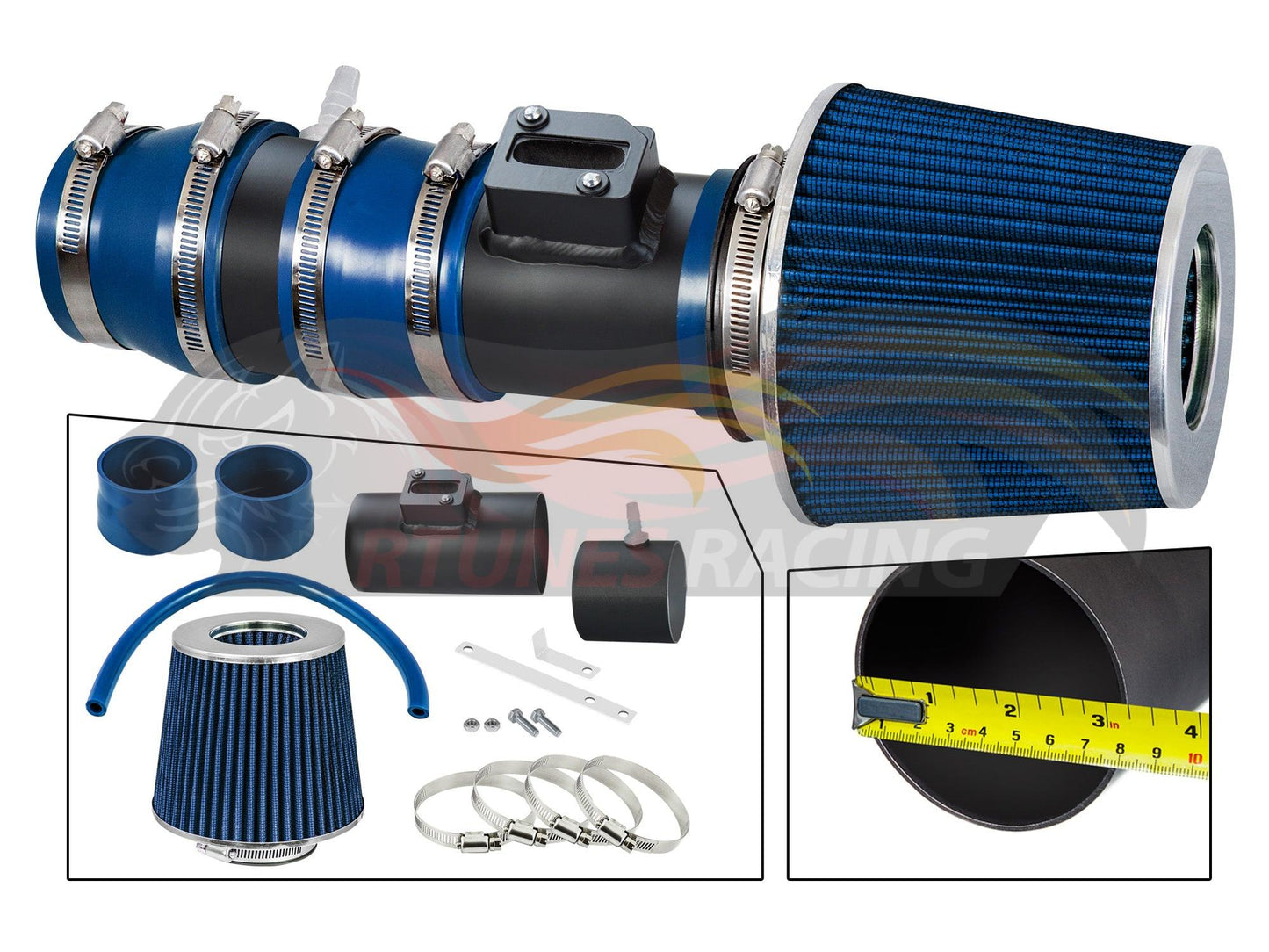 Short Ram Air Intake Kit For 2008-2012 Honda Accord, 2010-2012 Crosstour, 2007-2014 Acura TL 3.5L, 10 Acura TL 3.7L V6 | Rtunes Racing | WSI-HD-18BLB