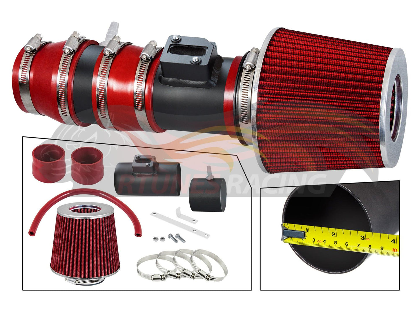 Short Ram Air Intake Kit For 2008-2012 Honda Accord, 2010-2012 Crosstour, 2007-2014 Acura TL 3.5L, 10 Acura TL 3.7L V6 | Rtunes Racing | WSI-HD-18RDB