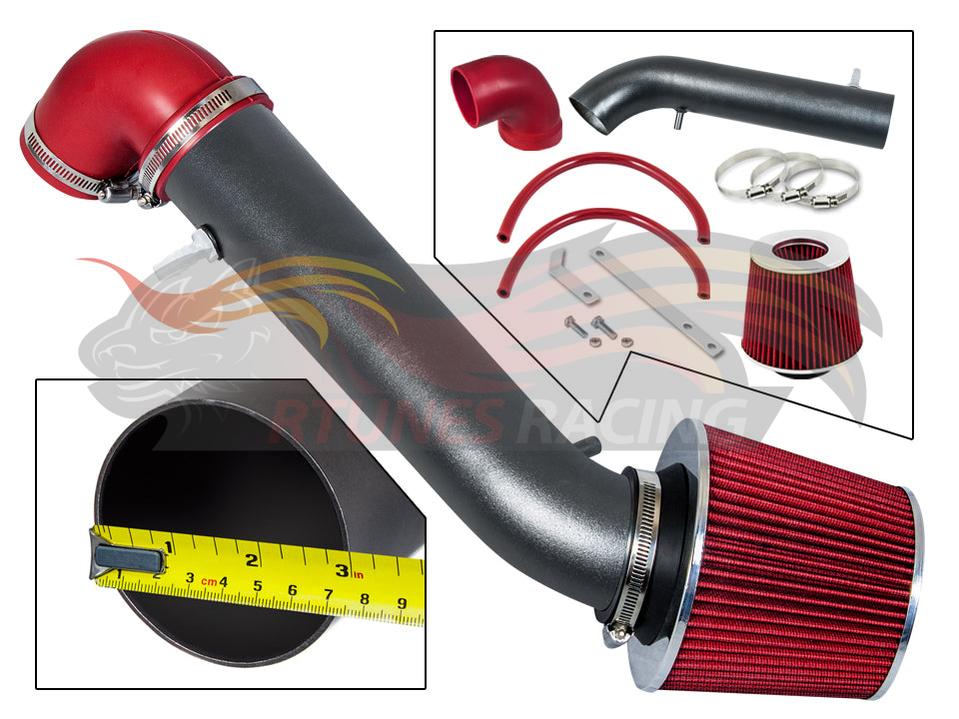Rtunes Racing WSI-JP-10 matte black pipe short ram air intake, red