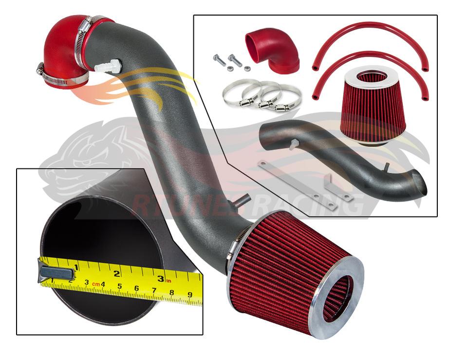 Rtunes Racing WSI-JP-15 matte black pipe short ram air intake, red