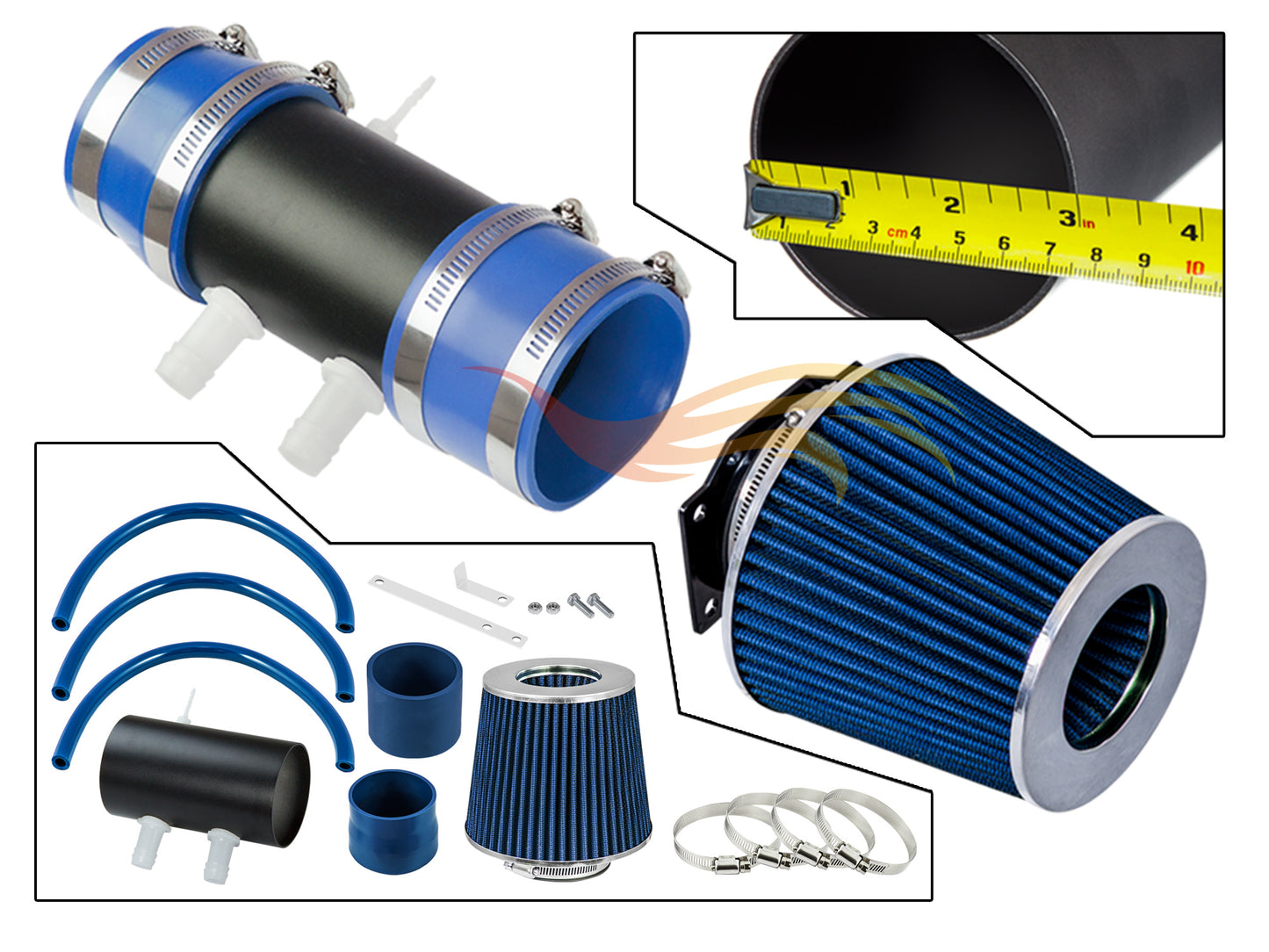 Short Ram Air Intake Kit For 1999-2004 Nissan Frontier/Xterra V6 & Supercharged | Rtunes Racing | WSI-NS-07BLB