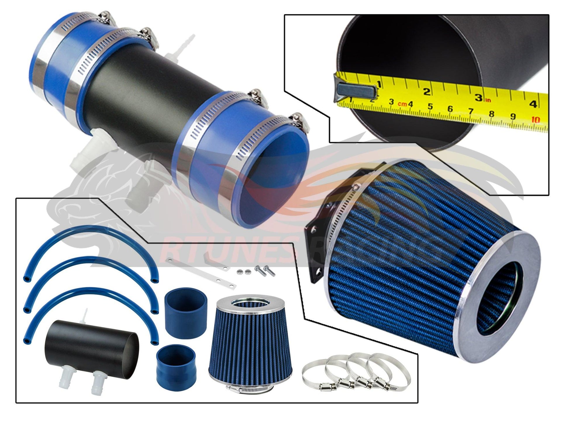 Short Ram Air Intake Kit For 1999-2004 Nissan Frontier/Xterra V6 & Supercharged | Rtunes Racing | WSI-NS-07BLB