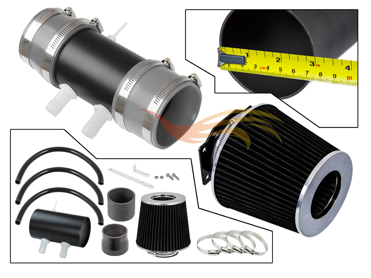 Short Ram Air Intake Kit For 1999-2004 Nissan Frontier/Xterra V6 & Supercharged | Rtunes Racing | WSI-NS-07GYB