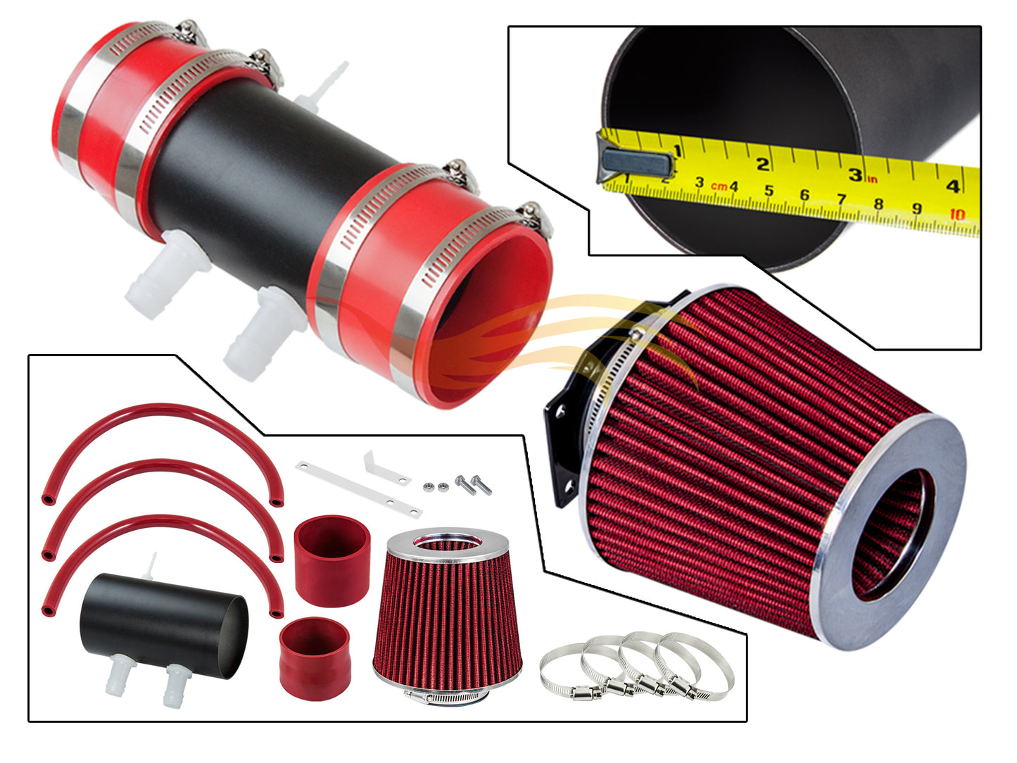 Short Ram Air Intake Kit For 1999-2004 Nissan Frontier/Xterra V6 & Supercharged | Rtunes Racing | WSI-NS-07RDB