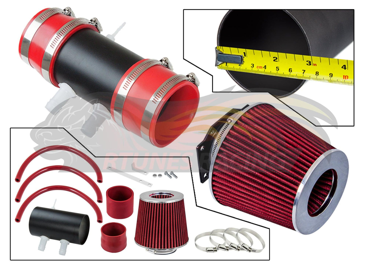 Short Ram Air Intake Kit For 1999-2004 Nissan Frontier/Xterra V6 & Supercharged | Rtunes Racing | WSI-NS-07RDB