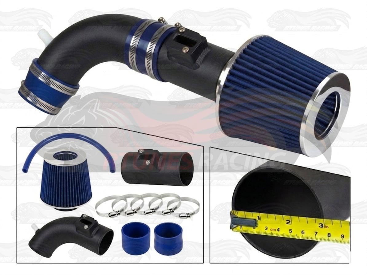 Rtunes Racing short ram air intake kit with blue filter, black piping, and mounting hardware for Nissan Altima 2.5L.