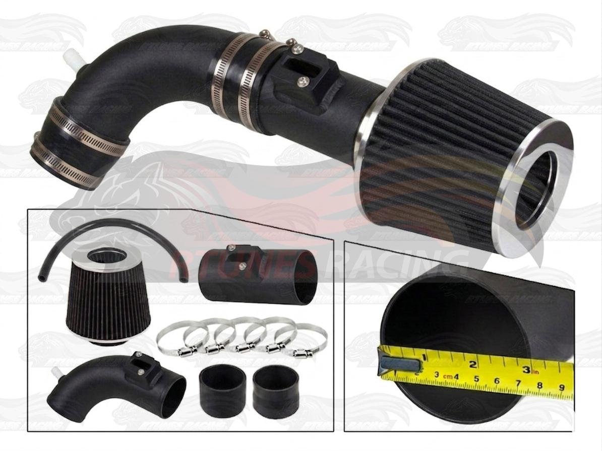 Black Rtunes Racing short ram air intake kit with filter, silicone couplers, and clamps for 2013-2017 Nissan Altima 2.5L.