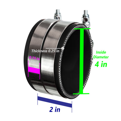 4" inch (102mm) Silicone Coupler Hose with T-Bolt Clamps | Rtunes Racing | BLACK SH-SCH102CK-TC