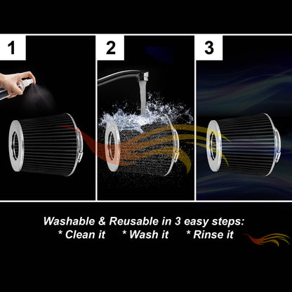 BLACK 3" 76mm Cone Air Filter | Rtunes Racing | AF3CK