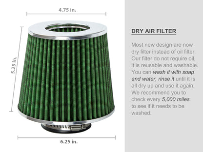 GREEN 2.75" 70mm Cone Air Filter | Rtunes Racing | AF275GN