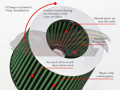 GREEN 3" 76mm Cone Air Filter AF3GN