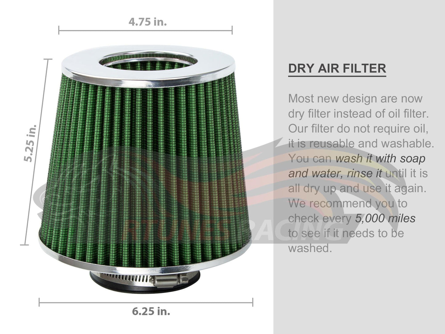 GREEN 2.75" 70mm Cone Air Filter AF275GN