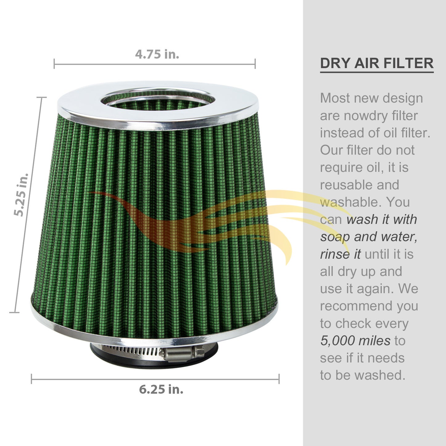GREEN 3" 76mm Cone Air Filter | Rtunes Racing | AF3GN