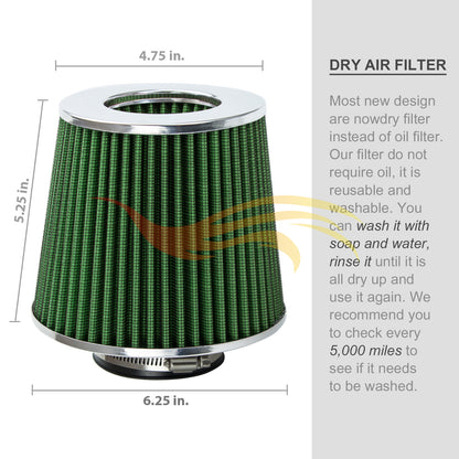 GREEN 3" 76mm Cone Air Filter | Rtunes Racing | AF3GN