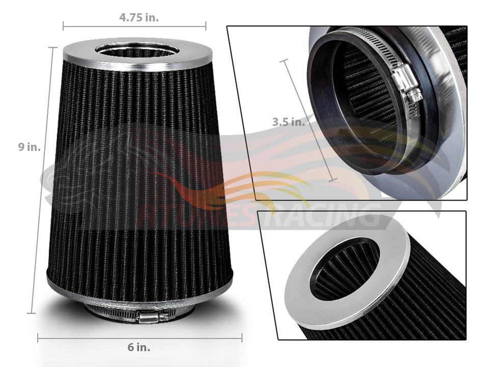 BLACK 3.5" 89mm Truck Cone Air Filter | Rtunes Racing | AFL35CK