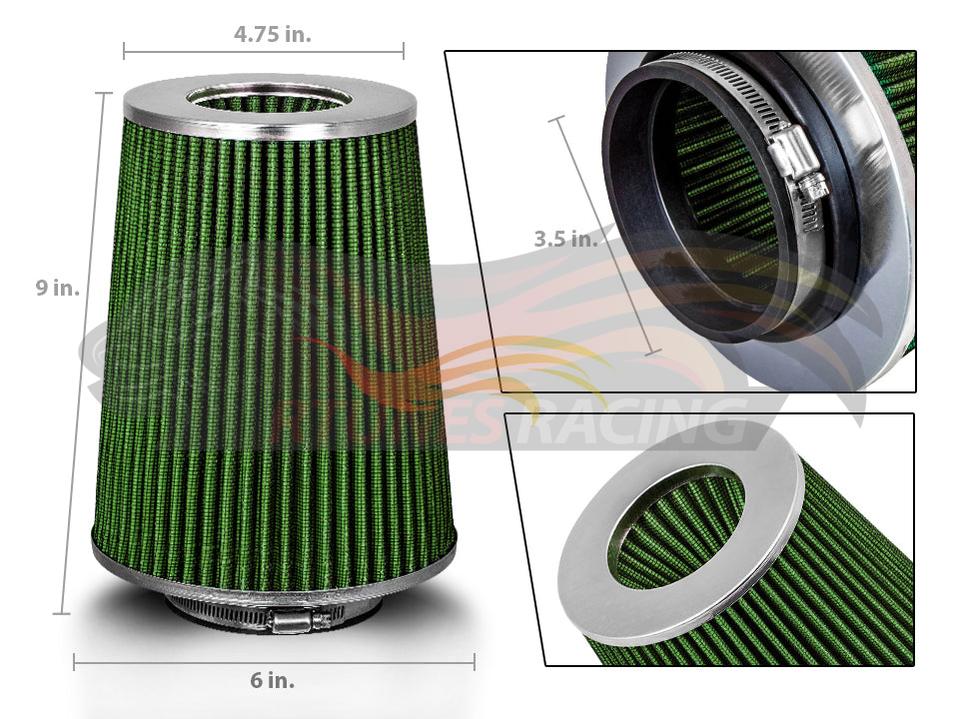 GREEN 3.5" 89mm Truck Cone Air Filter | Rtunes Racing | AFL35GN