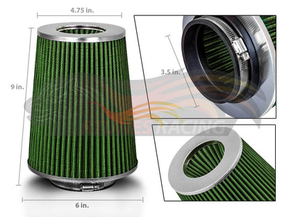 GREEN 3.5" 89mm Truck Cone Air Filter | Rtunes Racing | AFL35GN