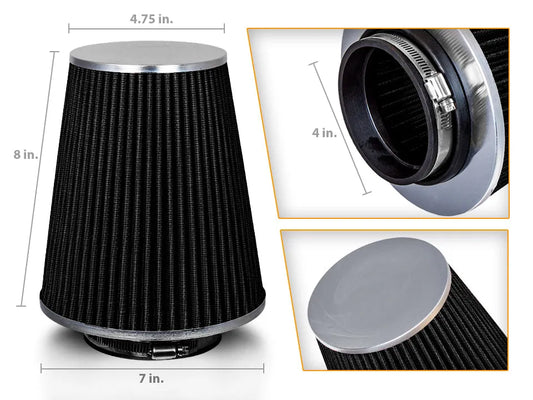 BLACK 4" 102mm Truck Cone Air Filter AFL4CK