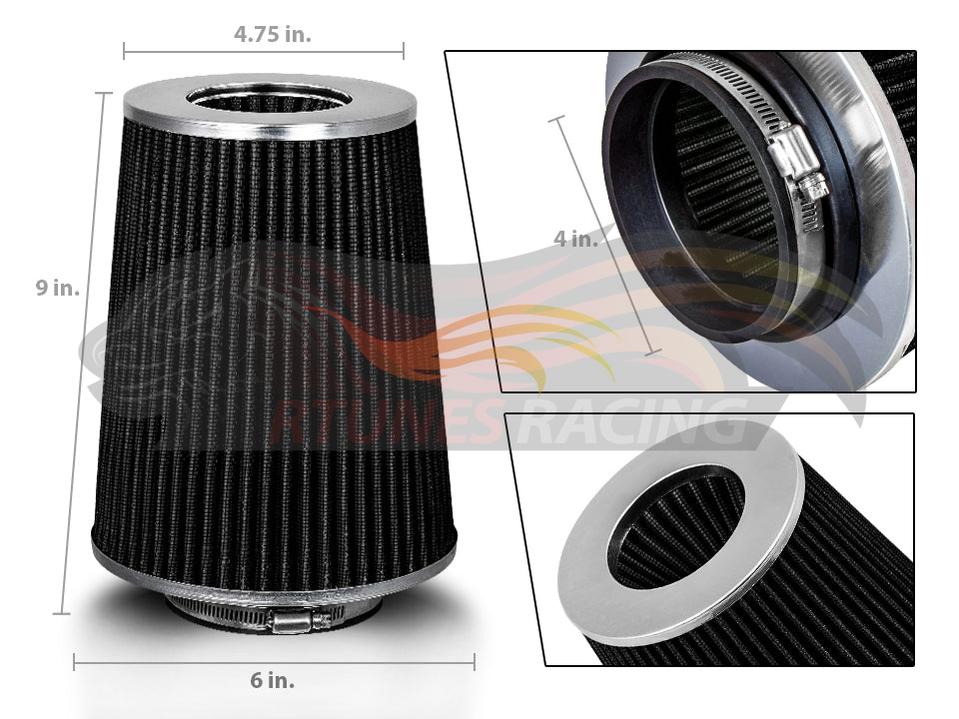 BLACK 4" 102mm Truck Cone Air Filter | Rtunes Racing | AFL4CK