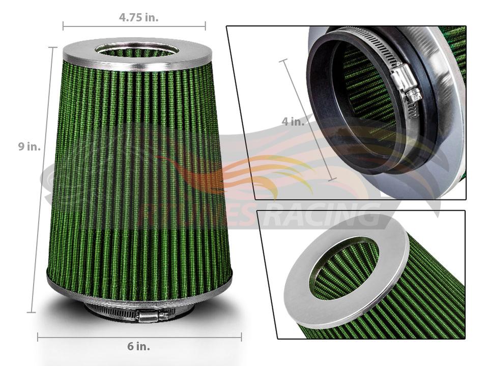 GREEN 4" 102mm Truck Cone Air Filter | Rtunes Racing | AFL4GN