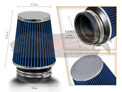 BLUE 3.5" 89mm NARROW Cone Air Filter | Rtunes Racing | AFN35B