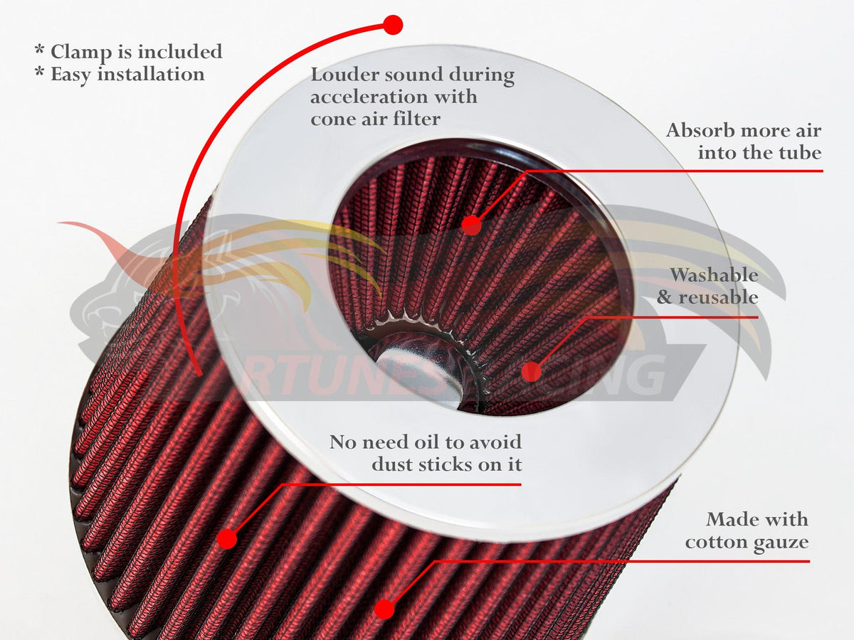 RED 3.5 inch 89mm Clamp-On Air Filter detail | AF35R