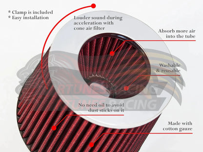 RED 3 inch 76mm Clamp-On Air Filter detail | AF3R