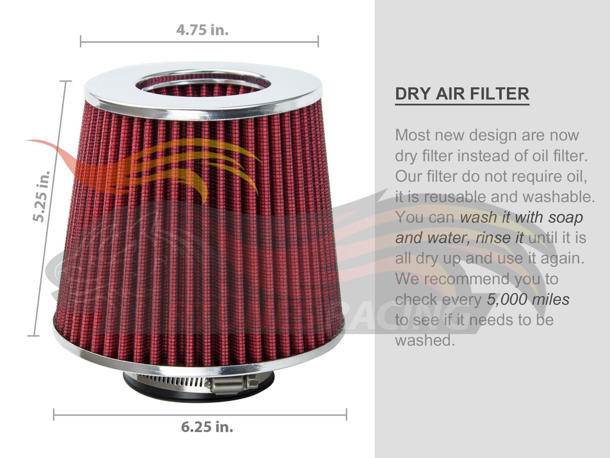 RED 3.5 inch 89mm Clamp-On Air Filter detail | AF35R