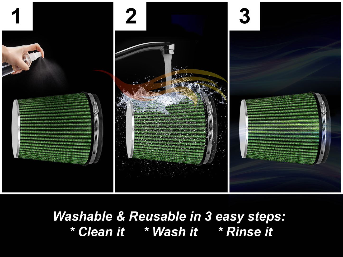 GREEN 6" 152mm SHORT Truck Cone Air Filter | Rtunes Racing | AFS6GN